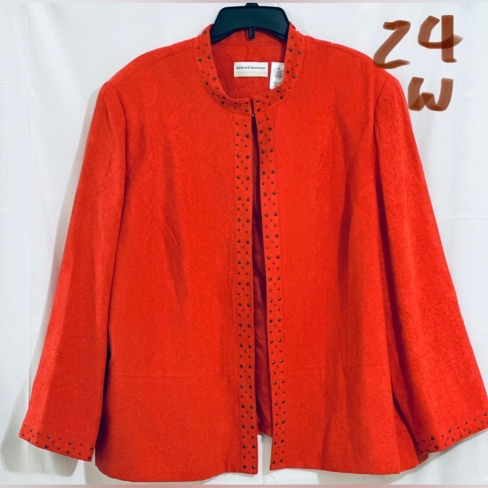 LADIES BURNT ORANGE JACKET WITH SILVER BEADS